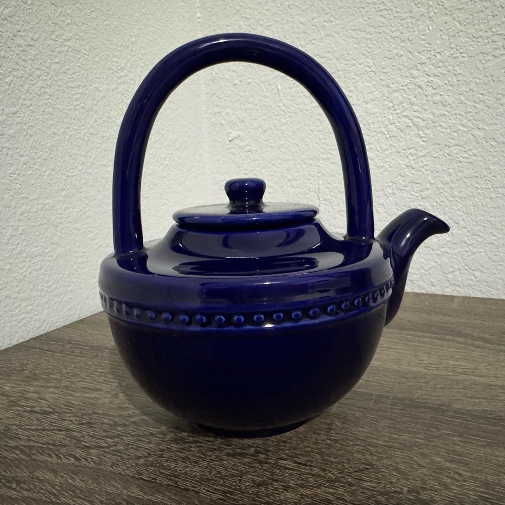 Elegant Blue Ceramic Teapot - Picture 2 of 5